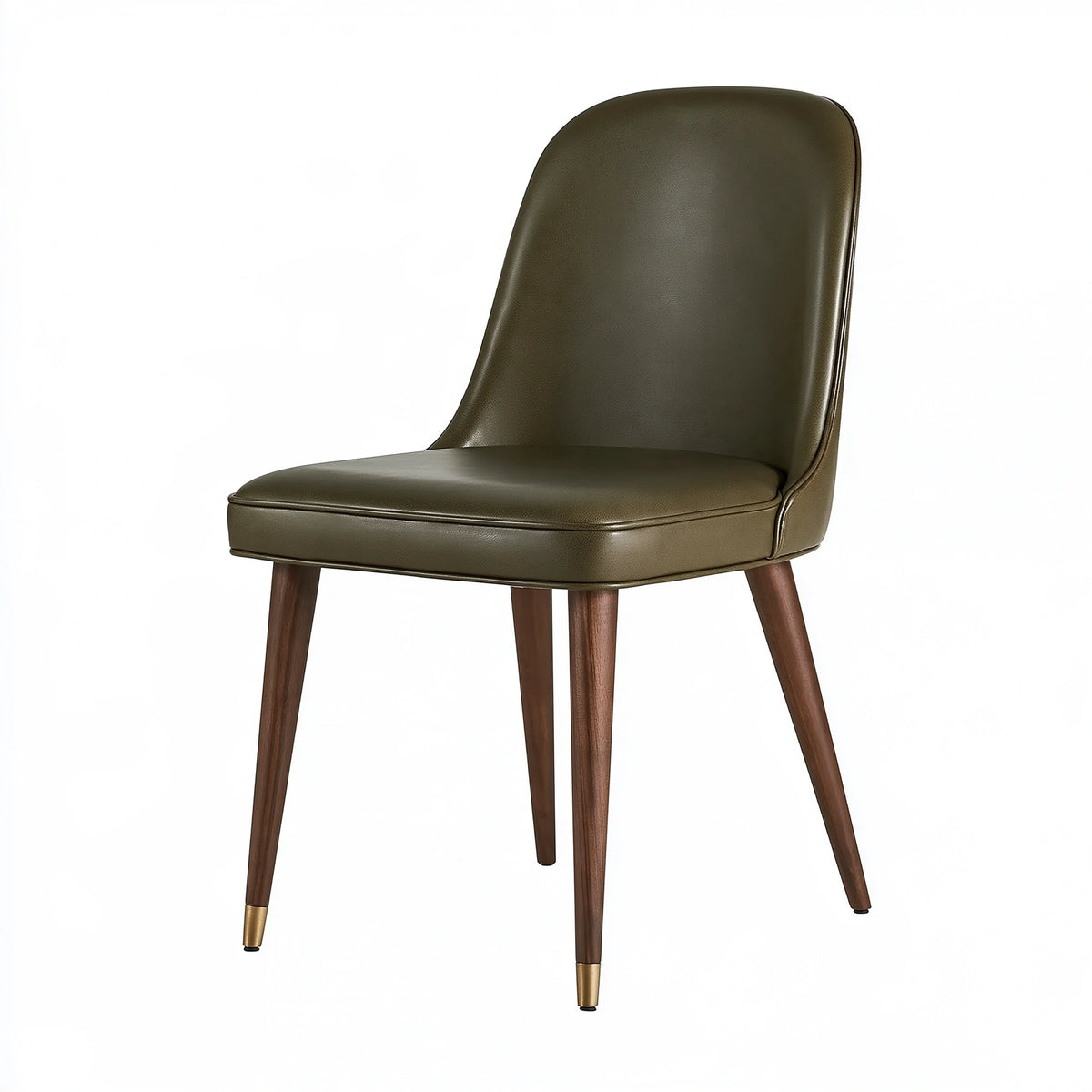 Chaise de salle à manger 50 x 58 x 88 cm revêtement synthétique vert kaki pieds en bois style moderne