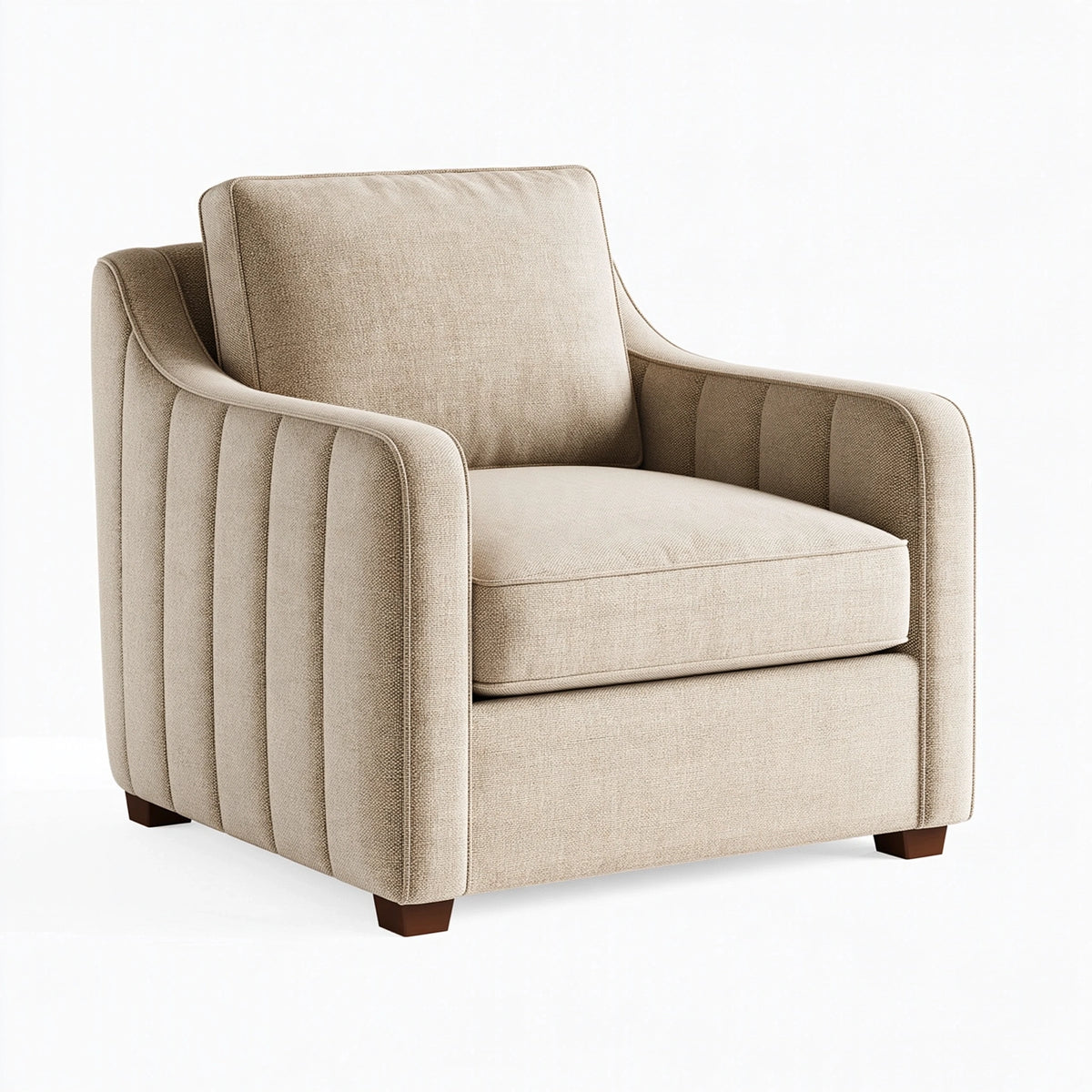 Fauteuil 82 x 84 x 86 cm en tissu beige style contemporain à accoudoirs