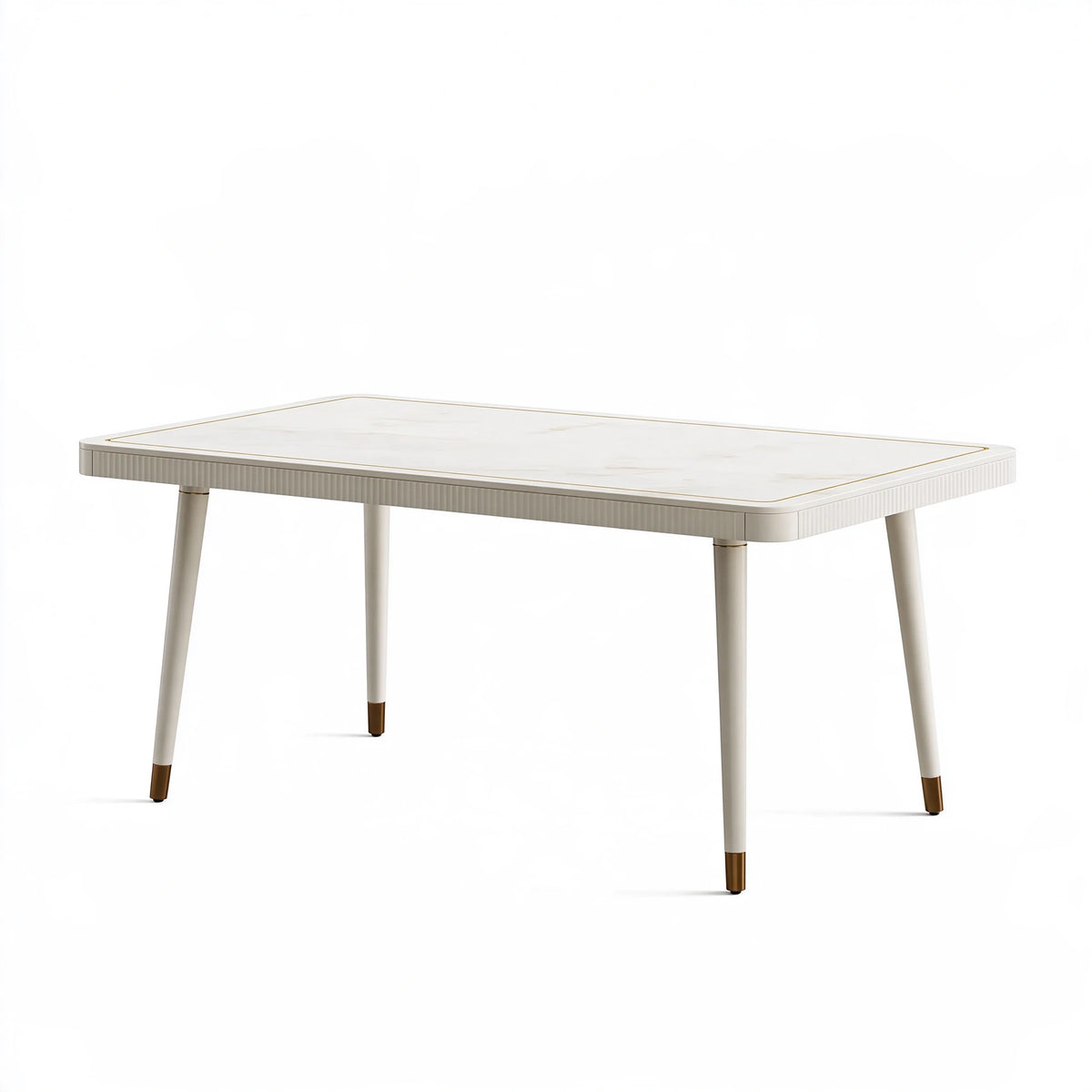 Table à manger 160 x 90 x 75 cm effet marbre blanc pieds métal style contemporain