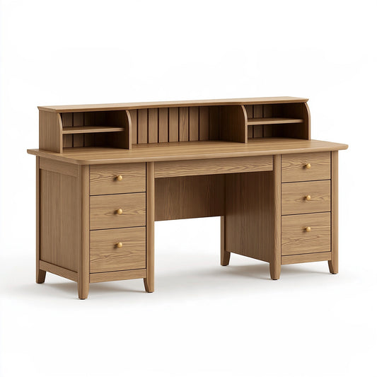 Bureau avec rangement 140 x 60 x 150 cm en bois marron style classique
