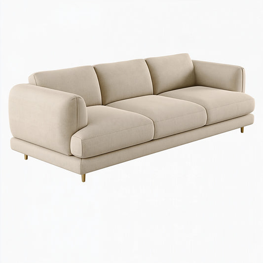 Canapé 3 places 220 cm en tissu beige - style contemporain