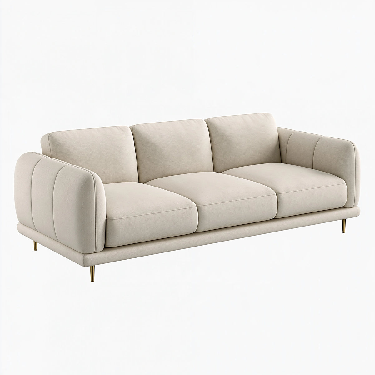 Canapé 3 places 220 x 95 x 85 cm en tissu beige style contemporain