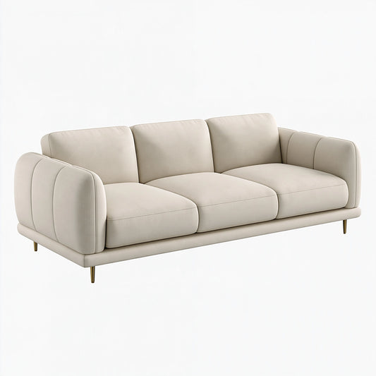 Canapé 3 places 220 x 95 x 85 cm en tissu beige style contemporain