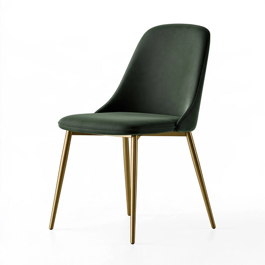 Chaise de salle à manger 48 x 55 x 89 cm en tissu vert foncé avec pieds métalliques dorés style moderne