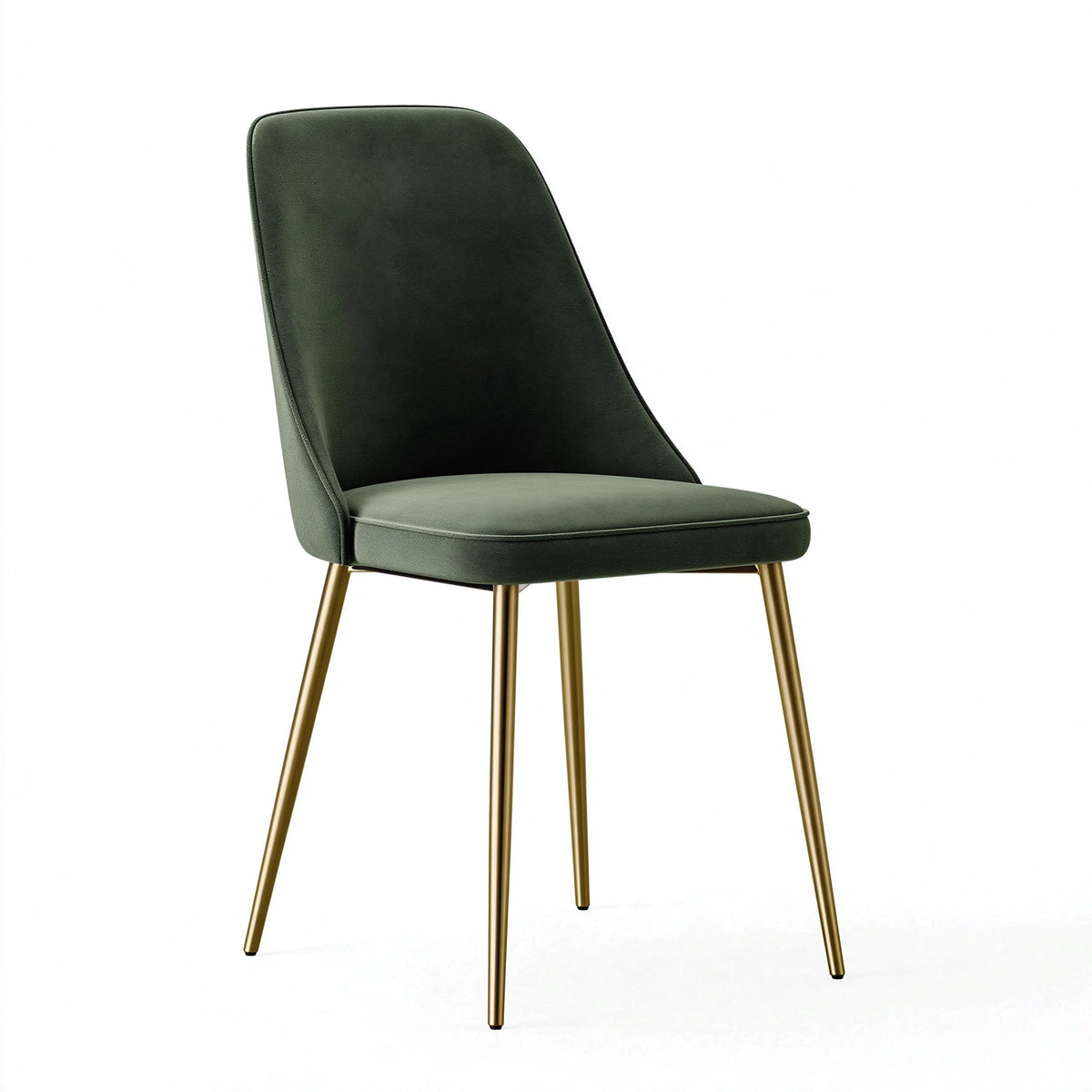 Chaise de salle à manger 52 x 60 x 86 cm en tissu vert avec pieds métalliques dorés style contemporain