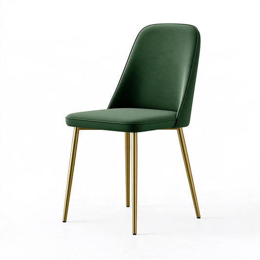 Chaise de salle à manger 48 x 56 x 88 cm revêtement aspect cuir vert pieds métalliques dorés style contemporain