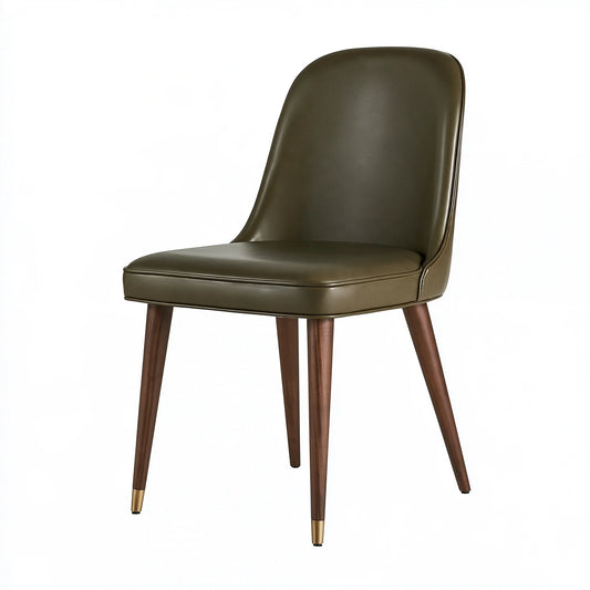 Chaise de salle à manger 50 x 58 x 88 cm revêtement synthétique vert kaki pieds en bois style moderne