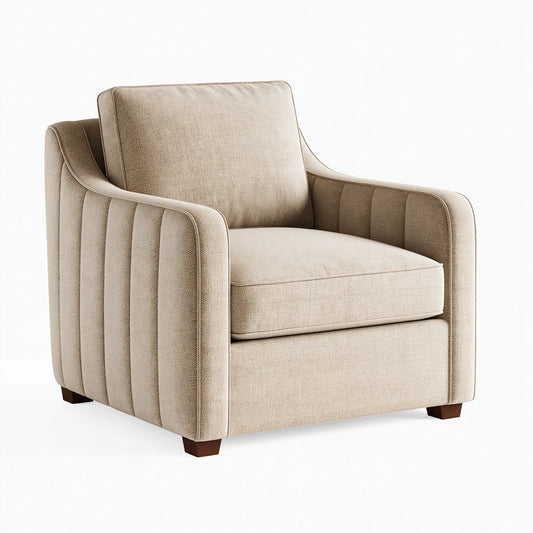 Fauteuil 82 x 84 x 86 cm en tissu beige style contemporain à accoudoirs