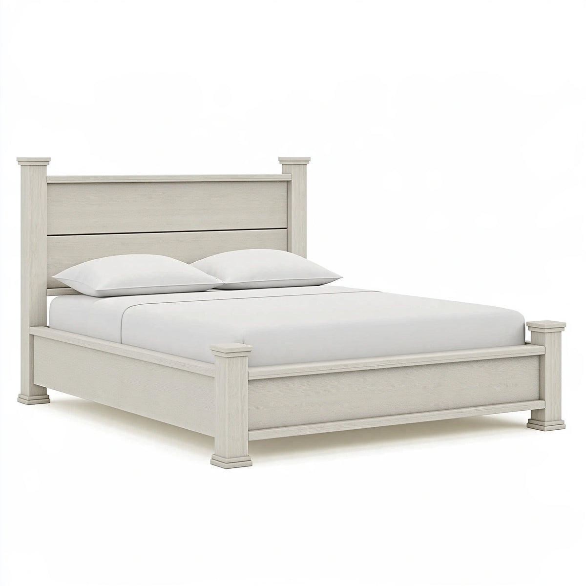Lit 160 x 200 cm en bois blanc cassé style classique